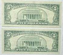 2 1963 Series Slider Star $5 Red Seal US Notes