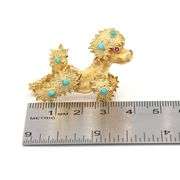18k Yellow Gold Natural Turquoise Poodle Brooch Pin