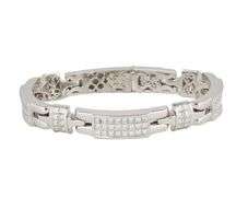 Gents 20.0ctw Princess Diamond Invisible Set Station Link Bracelet in 18K