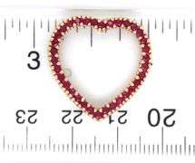 10kt Yellow gold ruby heart shaped pendant