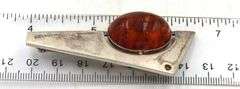 Lot of 2 Vintage 925 sterling silver amber brooches