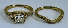14K Yellow Gold Princess Cut Diamond Ring Set