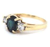 Popular 14K YG Sapphire Flanked by Diamonds Ring