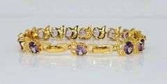 18 Kt Yellow Gold Plate 4 Piece Lab Simulated Alexandrite Jewelry Set