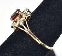 Fabolous 10k Yellow Gold Red Garnet and Diamond Ring