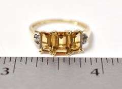 Amazing Citrine and Diamond Ring in 10K Yellow Gold