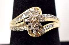 Sparkling 10K Yellow Gold Diamond Ring