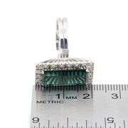 Platinum 900 Natural Green Tourmaline and Natural Diamond Ring