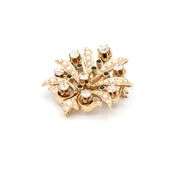 14k (585) Vintage Yellow Gold Natural Diamond and Emerald Brooch / Pendant