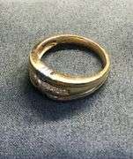 MEN’S 14K TWO TONE (YELLOW+WHITE) GOLD NATURAL DIAMOND WEDDING BAND