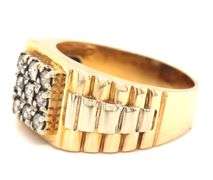 Man's 14K W&Y Gold Rolex Style Diamond Cluster