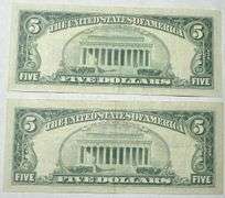 2 1963 Series Almost Slider Star $5 Red Seal US Notes
