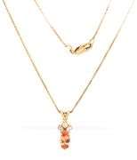 14kt Yellow gold 1ct Peach topaz and diamond pendant on box chain