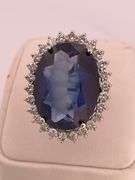 CERTIFIED 18K WHITE GOLD DIAMOND AND SAPPHIRE RING AND EARRING SET