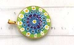 Lot of 2 925 sterling silver Murano Millefiori pendants