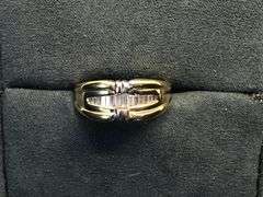 MEN’S 14K TWO TONE (YELLOW+WHITE) GOLD NATURAL DIAMOND WEDDING BAND