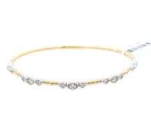 New 14kt yellow and white 0.70ctw Diamond Station Two Tone Flexible Bangle Bracelet