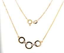 18kt Yellow gold 2 tone 3 circle diamond accent necklace