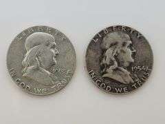 1953 S & 1954 Franklin Half Dollars