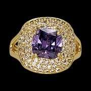 18 Kt Yellow Gold Plate 4 Piece Lab Simulated Alexandrite Jewelry Set