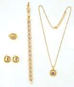18 Kt Yellow Gold Plate 4 Piece Lab Simulated Alexandrite Jewelry Set