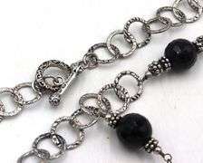 925 Sterling silver black onyx lariat necklace