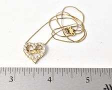 CZ Gemstone Heart Pendant Necklace in Vermeil Sterling Silver