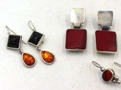 4 Pairs of 925 sterling silver gemstone earrings