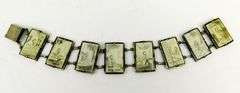 Early Asian Bone Scrimshaw Panel Link Bracelet