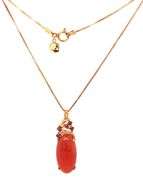 925 Sterling silver coral pendant on box chain necklace