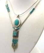 Lot of 2 American Indian turquoise sterling silver necklaces