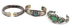 Group lot of 3 Vintage 925 sterling silver cuff bangles