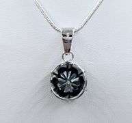 Impressive Huge Rare 12.85 Ct 14 Kt White Gold Plated Simulated Black Diamond Pendant w/Chain