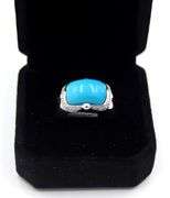 Turquoise & Diamond Accent Ring in 14kt white gold