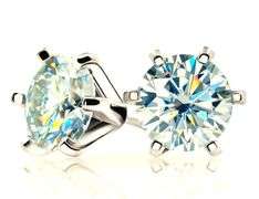 14 Kt White Gold Plate 2.5 Ct VVs1 Ice Blue Fire Moissanite Earrings