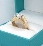 14kt Yellow gold 0.50ct high polished florentine finish gent's ring