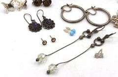 Vintage 925 sterling silver group lot of earrings