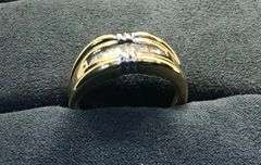 MEN’S 14K TWO TONE (YELLOW+WHITE) GOLD NATURAL DIAMOND WEDDING BAND