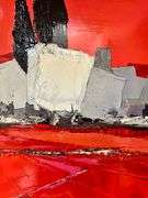 Vibrant Red Abstract Impressionist Painting