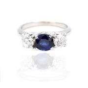 18k White Gold Natural Sapphire and Diamond