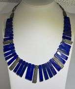 Art Deco Style Blue Lapis and Diamond Necklace