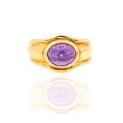 18k (750) Yellow Gold Natural cabochon Amethyst Ring