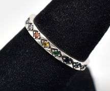 Colorful CZ Gemstone Ring in Sterling Silver