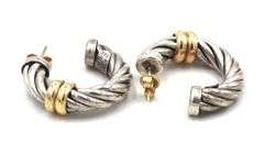 Set of 925 sterling silver cuff bangle and earrings