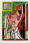 Collectible Pencil Numbered Pablo Picasso, Large Nude In Red Armchair