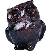 Hand Carved Garnet Crystal Owl Natural Gemstone