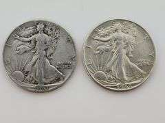 1941 & 1942 D Walking Liberty Half Dollars