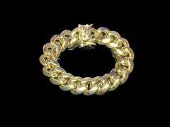 Huge 123.5 Gram 14 Kt Gold Plate Curb Link Bracelet