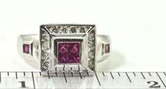 Vibrant 18K White Gold Ring with Rubies & Diamonds