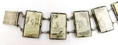 Early Asian Bone Scrimshaw Panel Link Bracelet